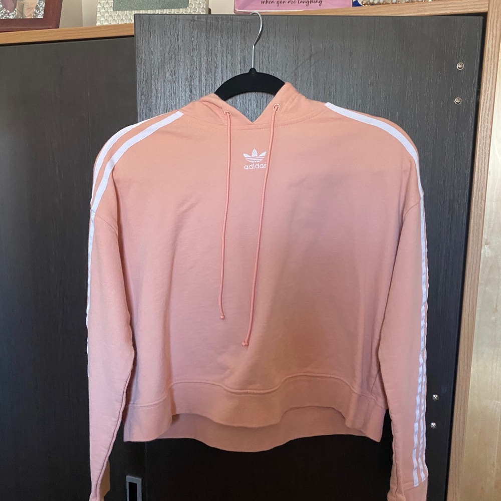Light pink adidas cropped hoodie